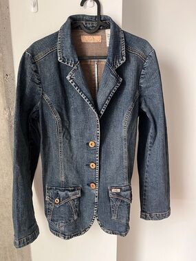 Signature by Levi Strauss Dark Blue Denim Blazer Jacket Size L
